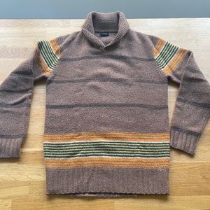 Lambs Wool color block shawl collar sweater